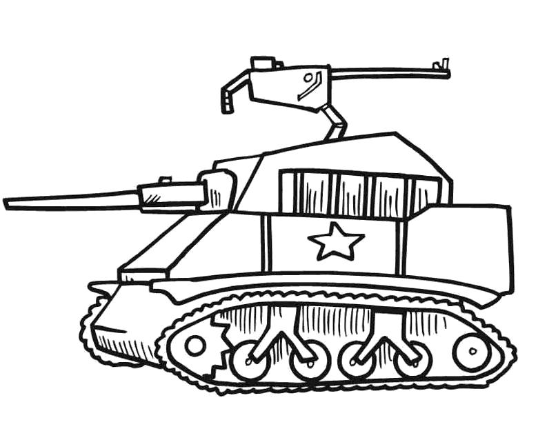 Раскраска танк для мальчиков. 