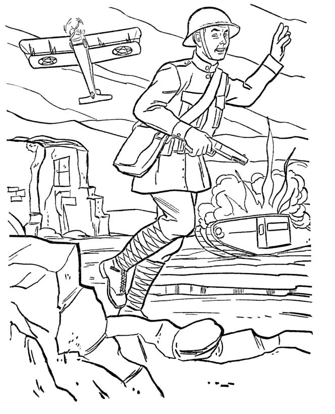 Раскраска Раскраска военные, с днем победы, солдат, самолет, солдат бежит. 