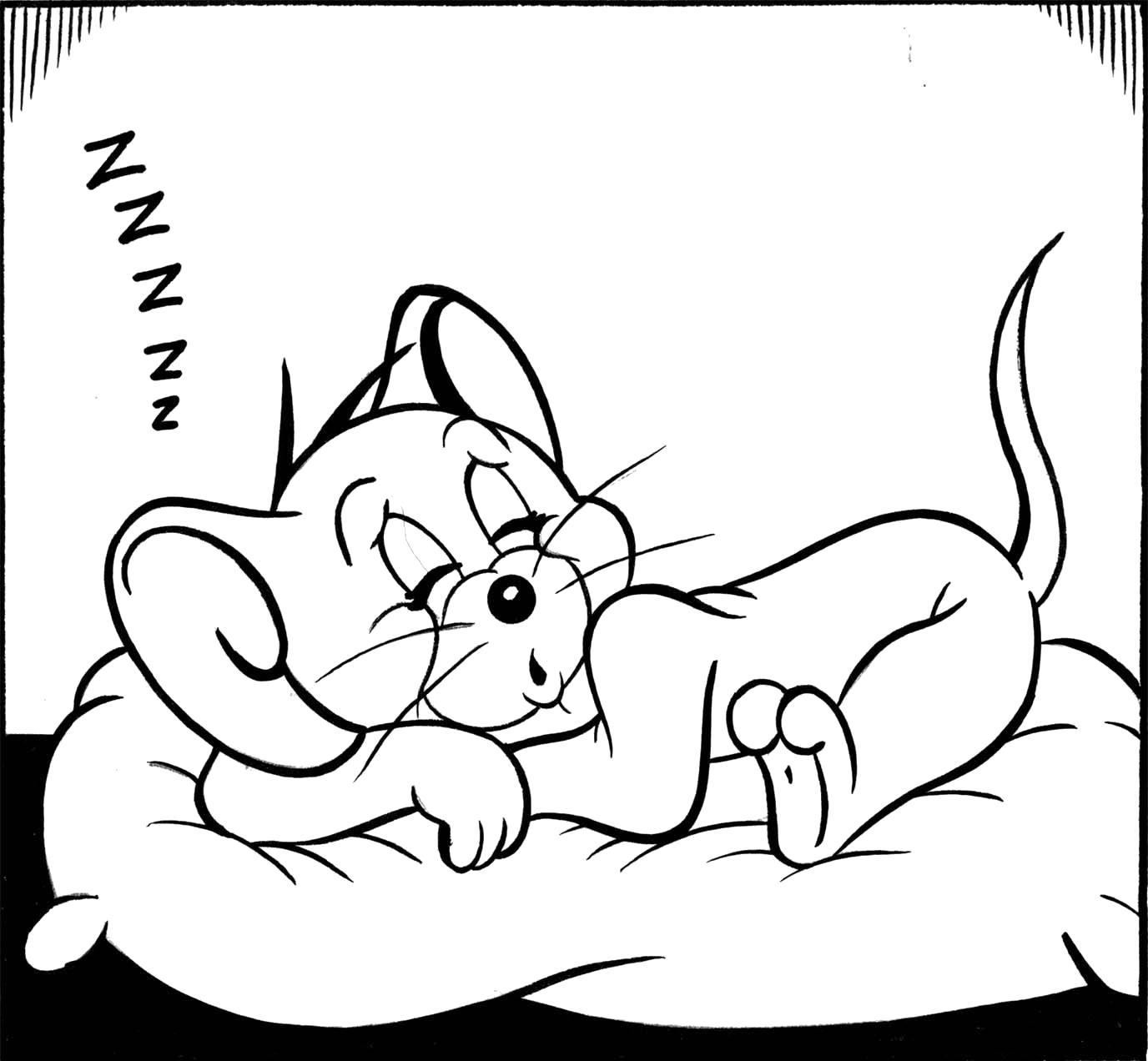 Раскраска Спящий Джерри. Том и Джерри