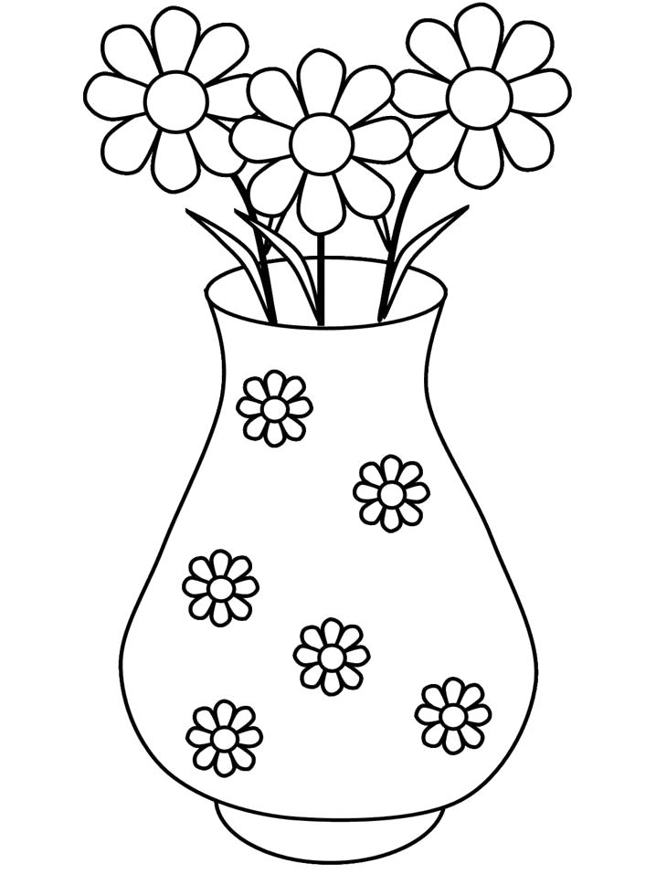Раскраска ромашки в вазе аппликация для мамы. Скачать День Матери.  Распечатать День Матери