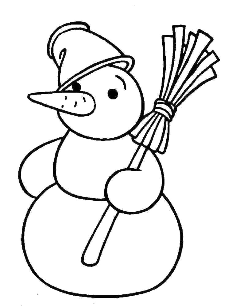 Раскраска Снеговик Скачать или распечатать раскраску распечатать скачать, снеговик с метлой Раскраски распечатать. Зима