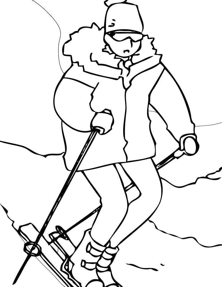 Раскраска  лыжник. Скачать Зимние.  Распечатать Зимние