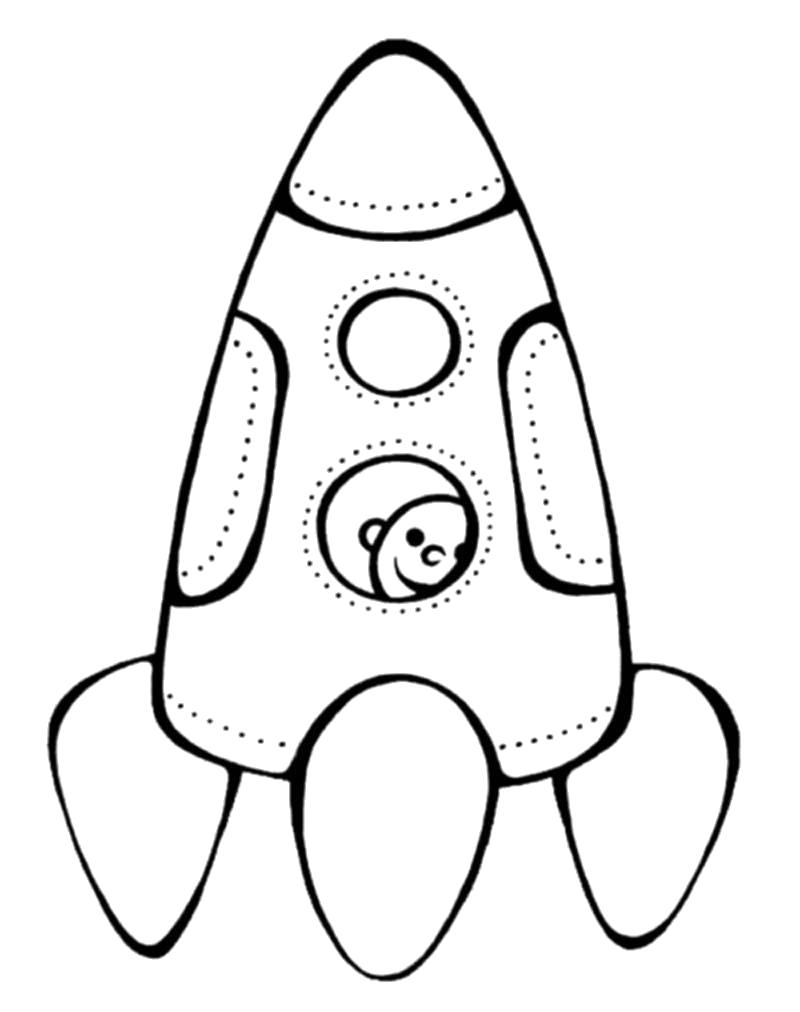 Название: Раскраска Малыш в ракете. Категория: для мальчиков. Теги: ракета, космический корабль.