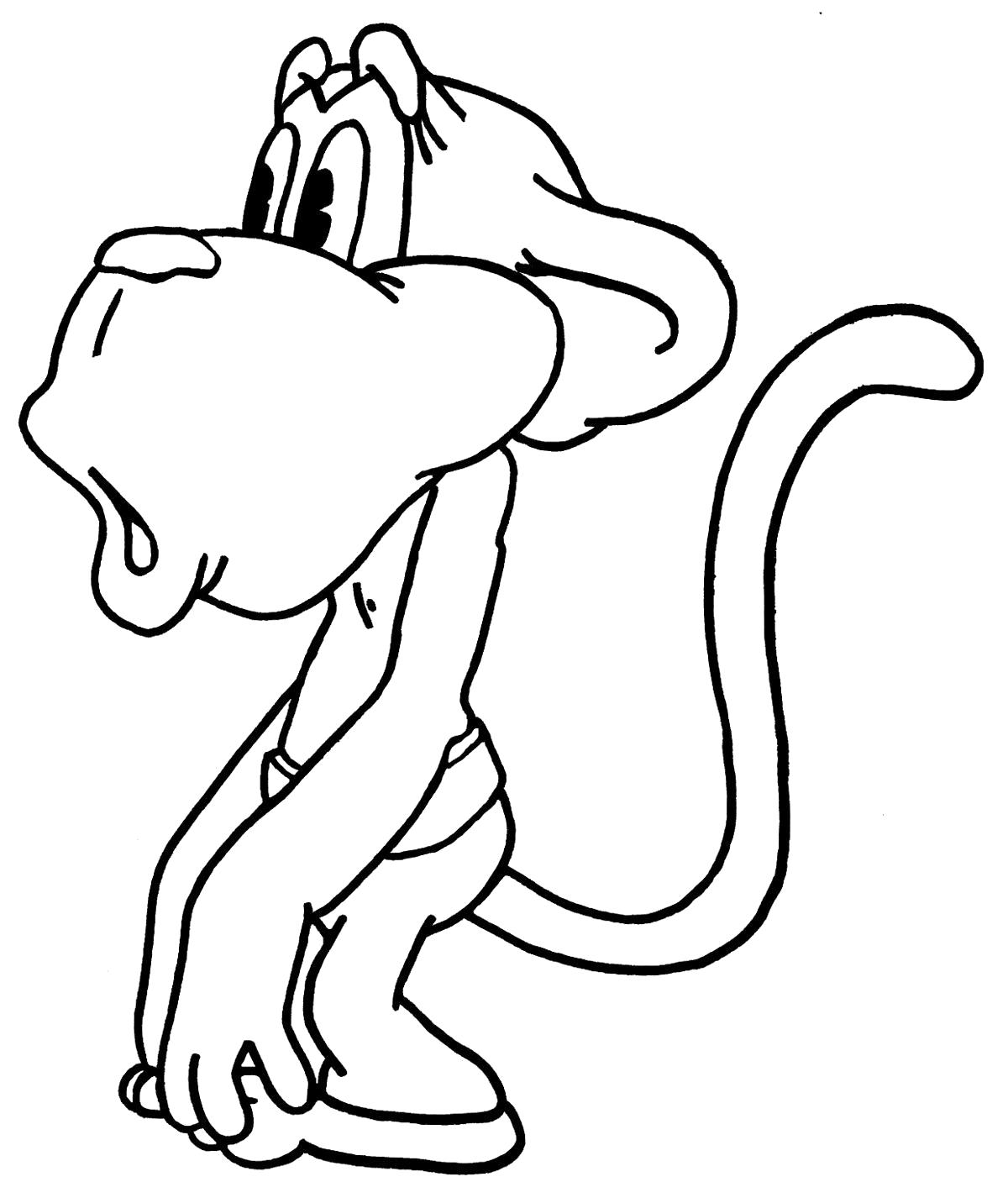 Название: Раскраска обезьянка удивлена. Категория: обезьяна. Теги: обезьяна.