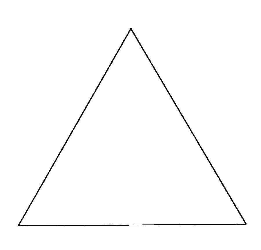Раскраска  фигуры треугольник контур для вырезания из бумаги. Скачать треугольник.  Распечатать геометрические фигуры
