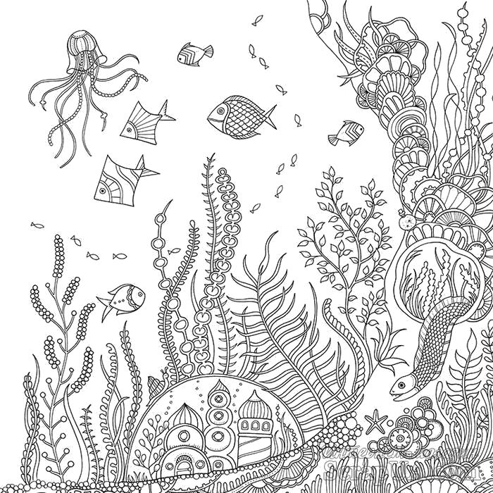 Название: Раскраска Мир под водой. Категория: антистресс. Теги: животные, узоры.