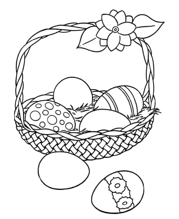 Название: Раскраска Яйца в корзинке. Категория: Пасха. Теги: Пасха.