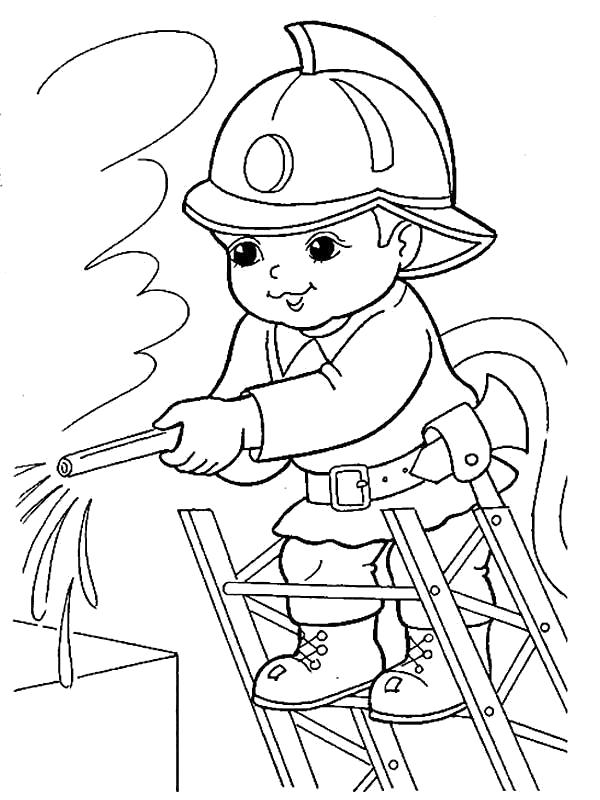 Название: Раскраска Пожарник. Категория: Профессии. Теги: Профессии.