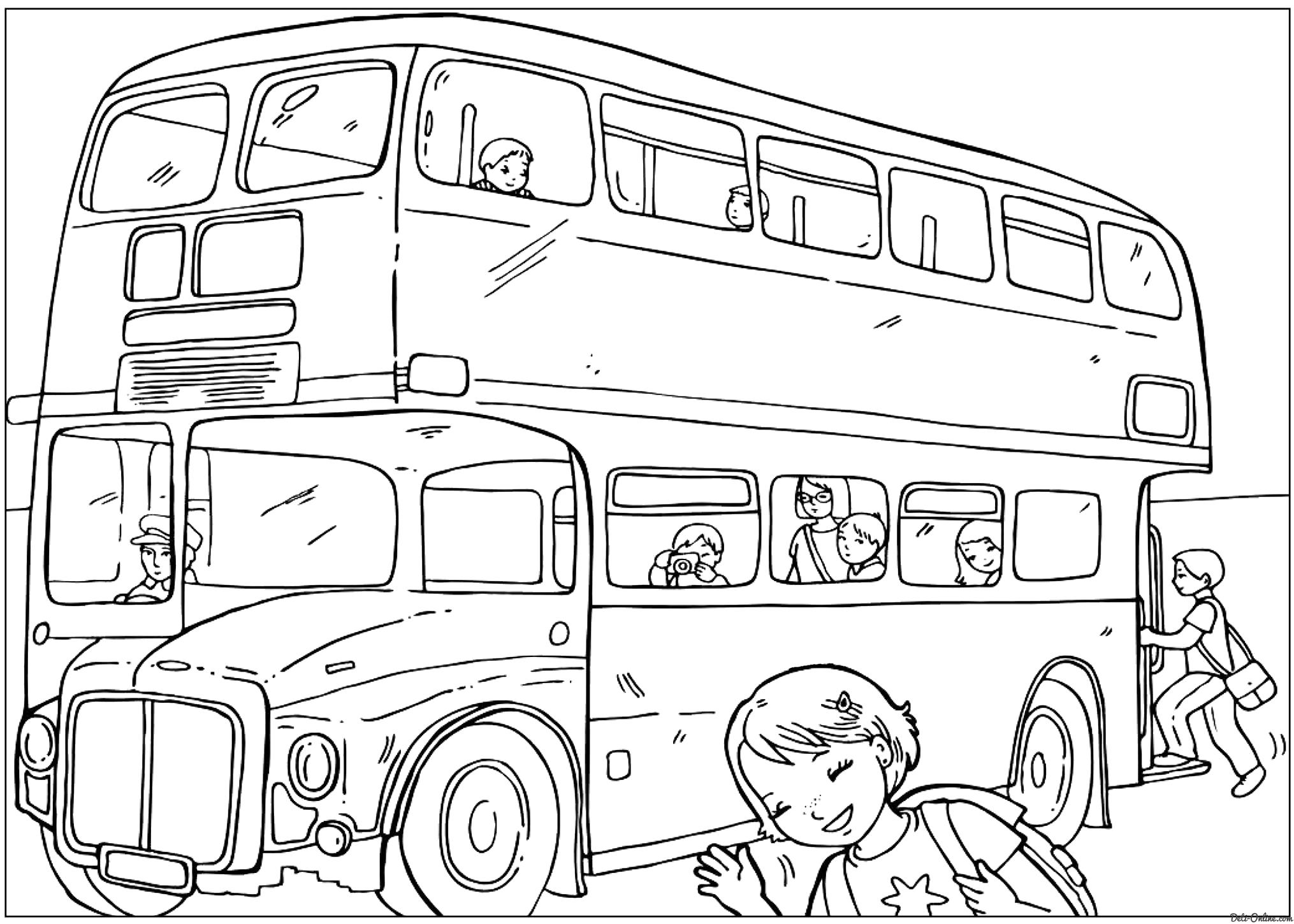 Раскраска Автобус для школьников. Скачать Школьник.  Распечатать Школьник