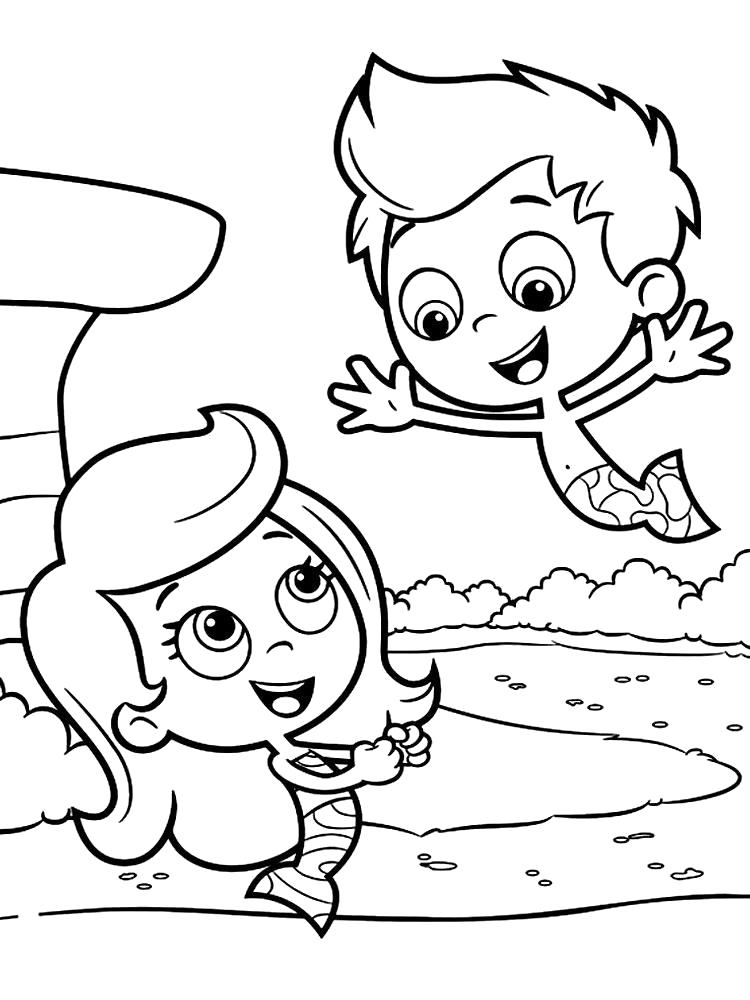 Раскраска Гуппи-пузырьки Гил и рыбка - Раскраски для детей печать онлайн