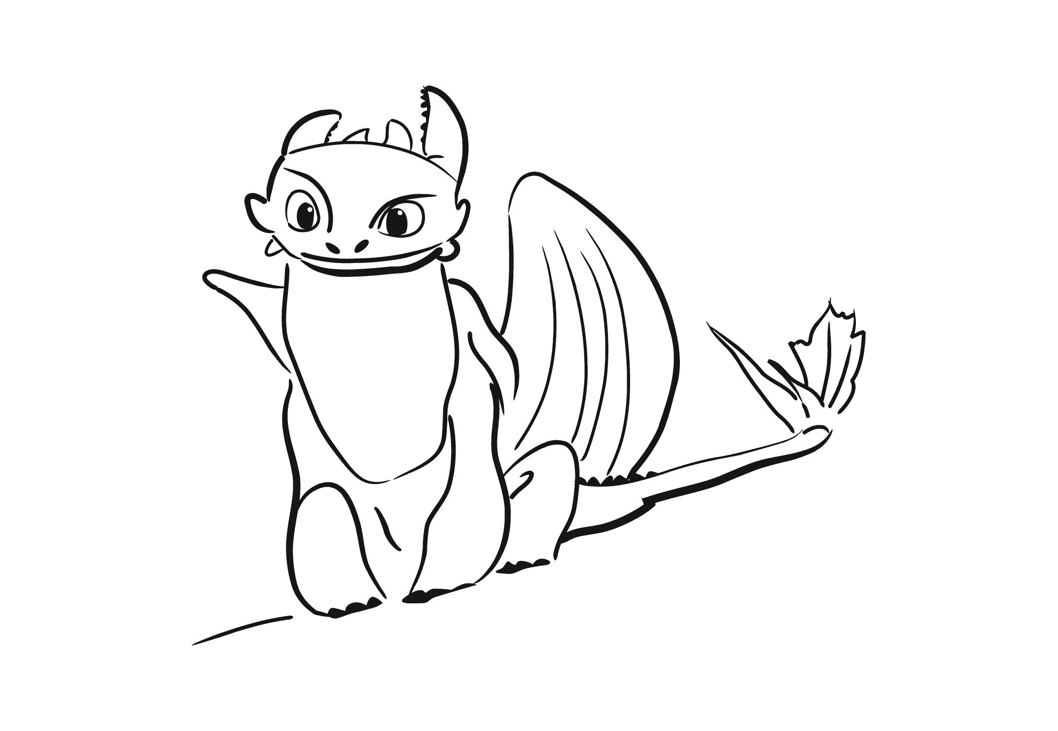 Раскраска Беззубик -  из мультфильма Как приручить дракона, для детей (Распечатать/скачать). Скачать дракон.  Распечатать мифические существа