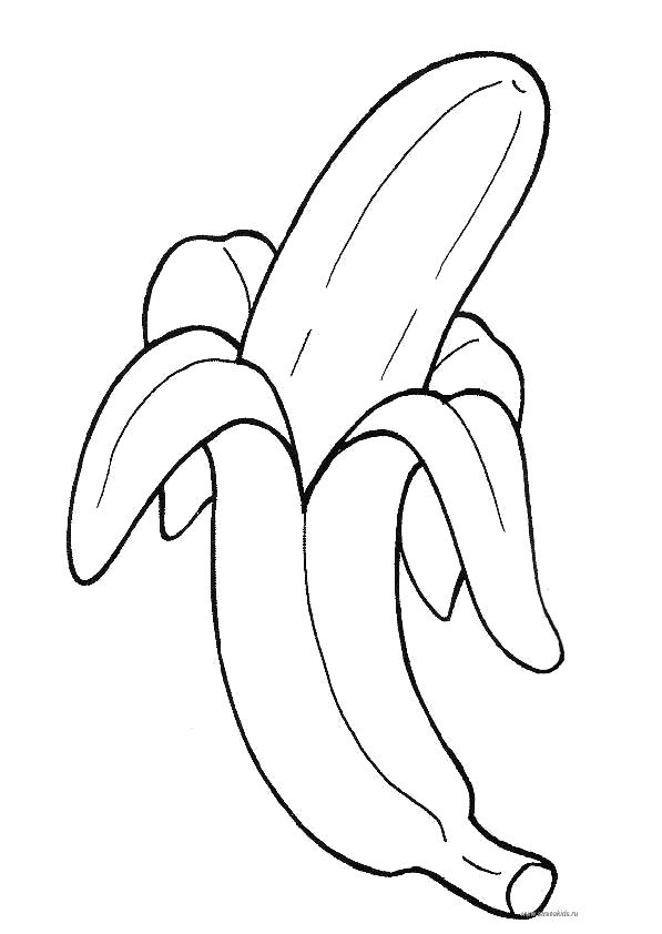 Раскраска  Банан. Скачать банан.  Распечатать Фрукты