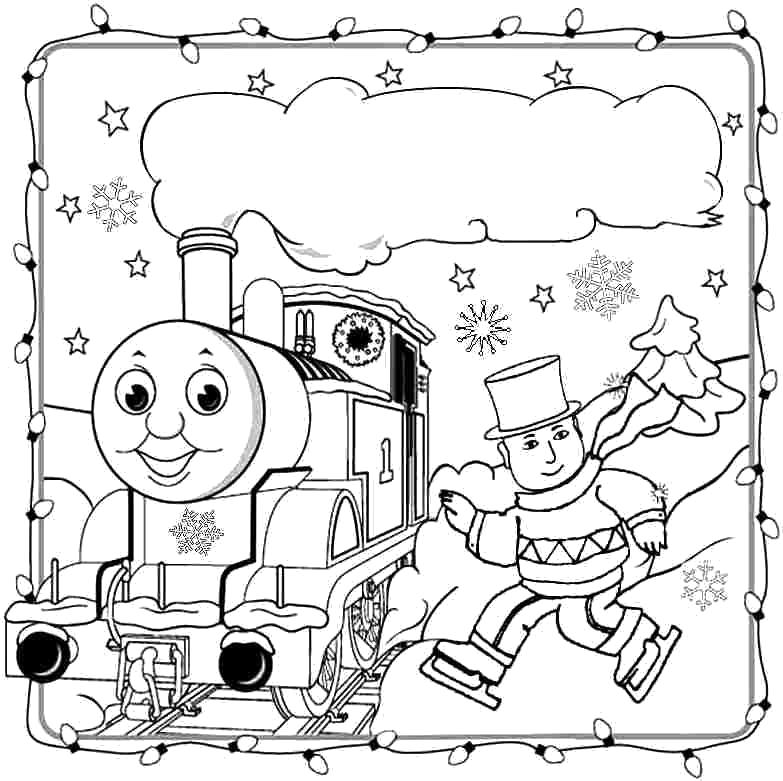 Название: Раскраска Паровозик зимой. Категория: для мальчиков. Теги: поезд.