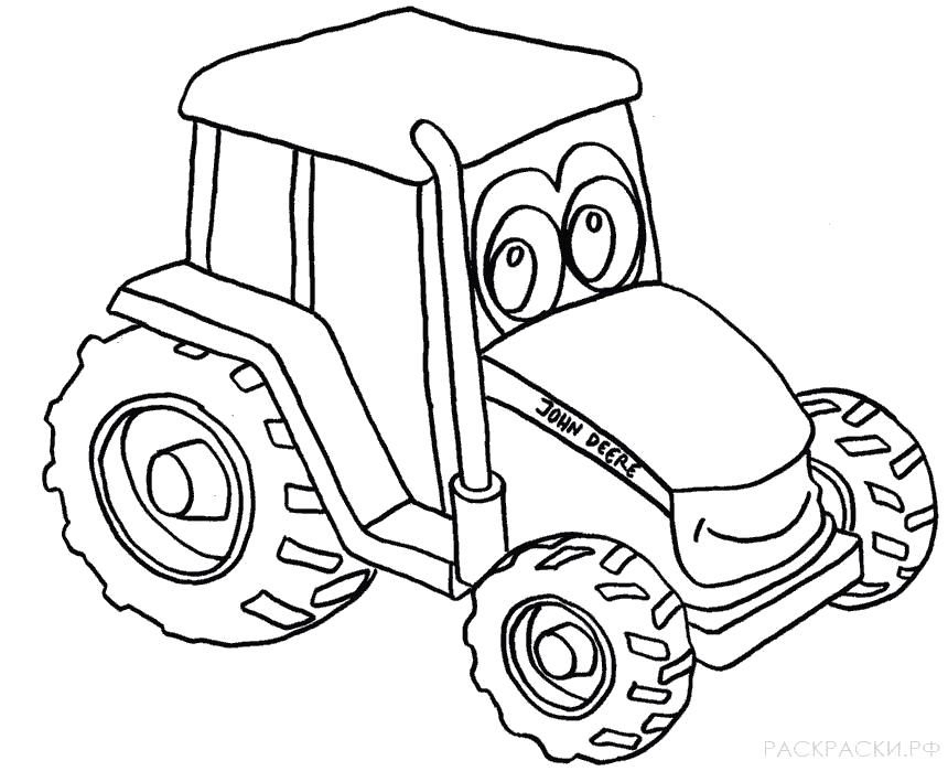 Название: Раскраска  Трактор с глазами. Категория: для мальчиков. Теги: трактор.