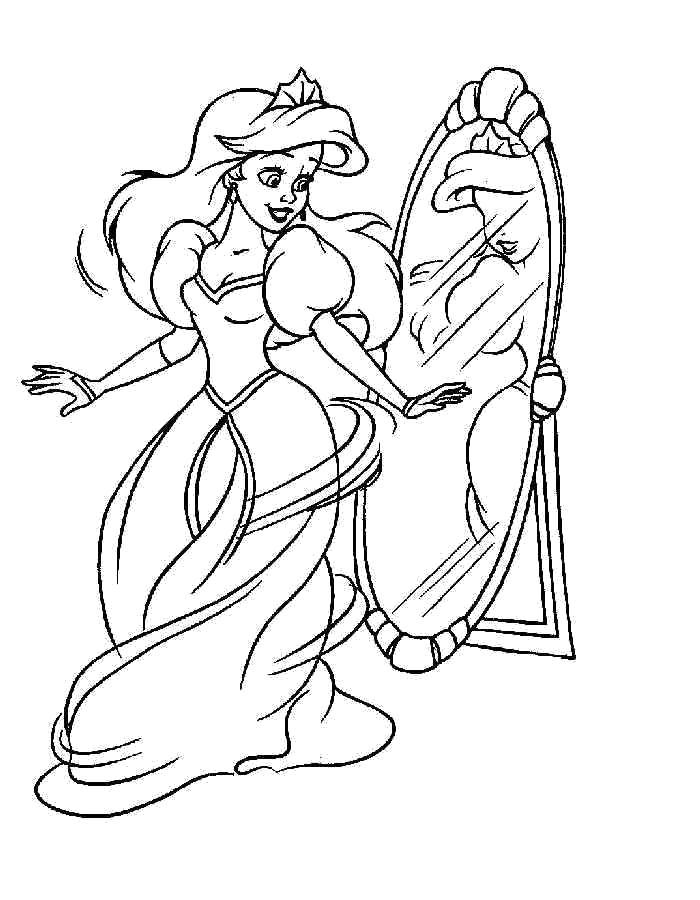 Раскраска Раскраски Принцессы Диснея - Ариэль. 