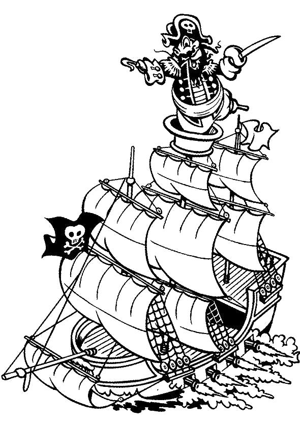 Название: Раскраска Распечатать картинки раскраски пираты для мальчиков и девочек. Категория: для мальчиков. Теги: корабль.