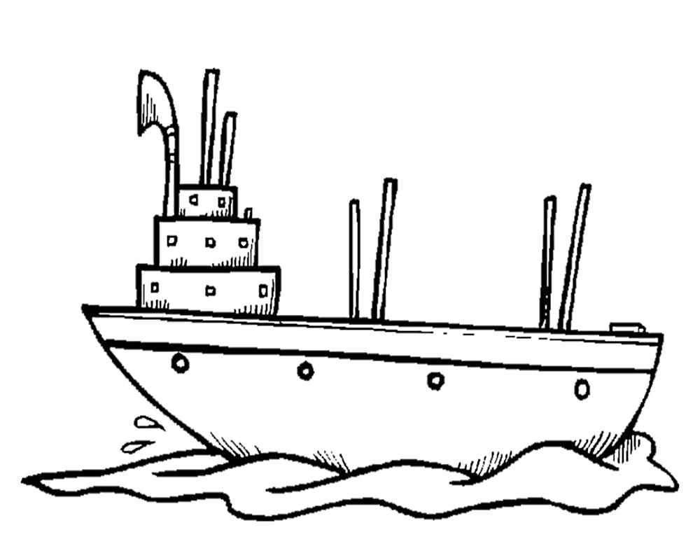 Название: Раскраска Пароход на воде. Категория: для мальчиков. Теги: корабль.