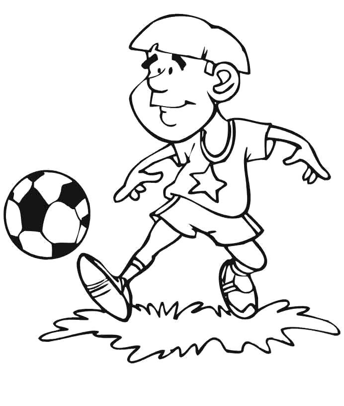 Раскраска Юный футболист с мячом . 