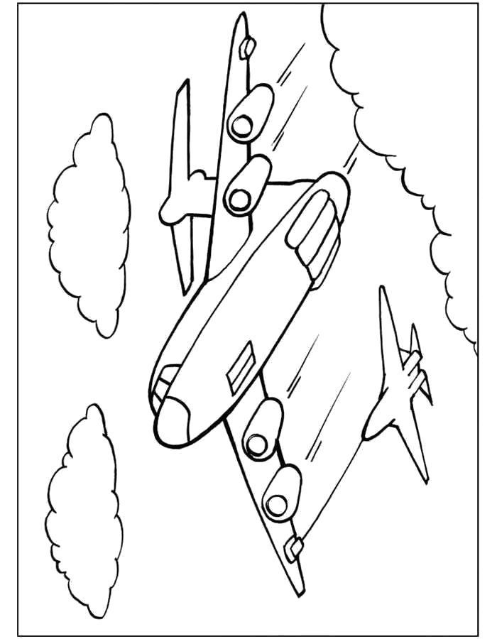 Название: Раскраска Самолёт, шлейф от самолета, . Категория: самолет. Теги: самолет.
