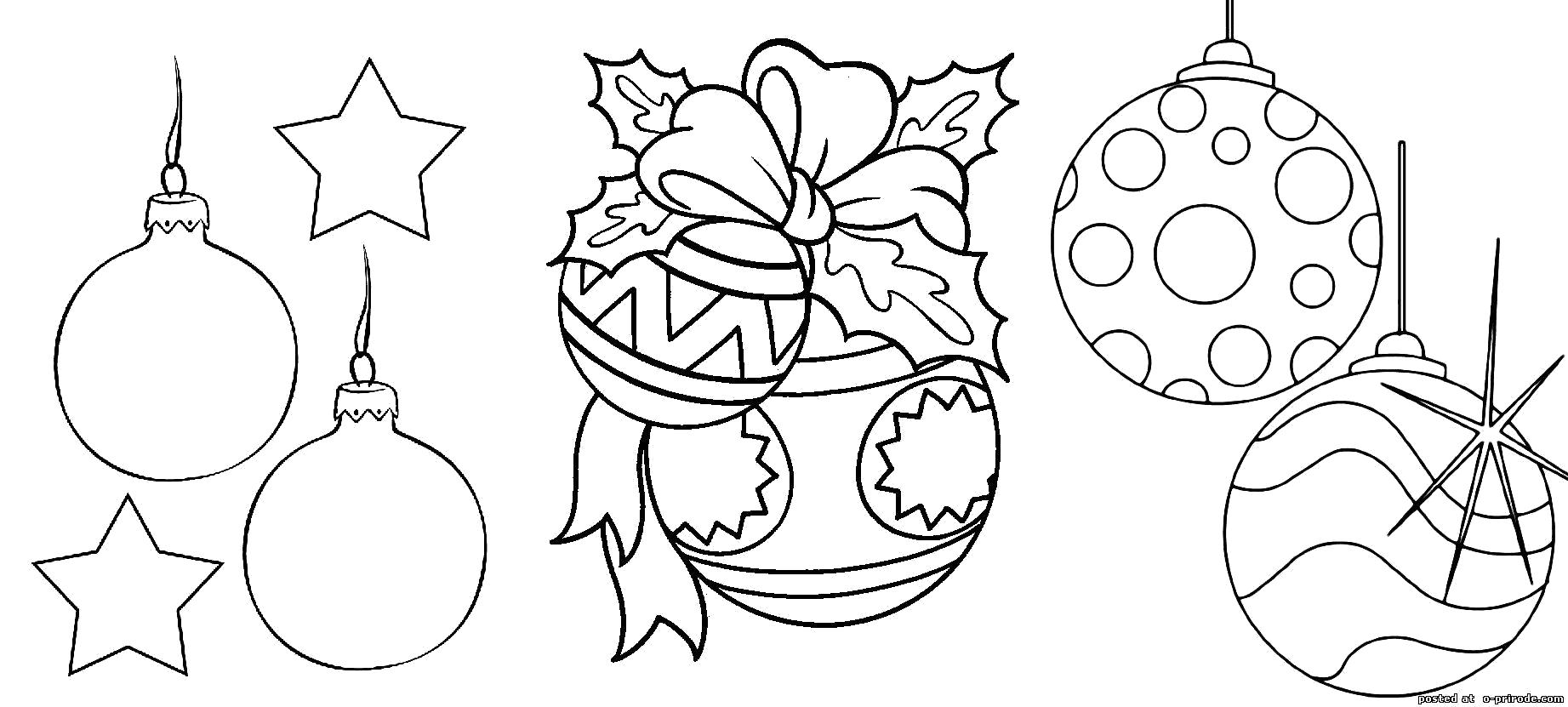 Раскраска Новогодние шары в полосочку и кружочки распечатать бесплатно