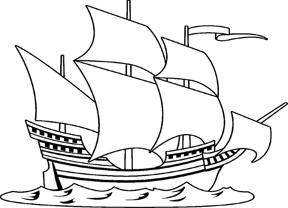 Раскраска Корабли - картинки для разукрашивания. Скачать корабли.  Распечатать корабли