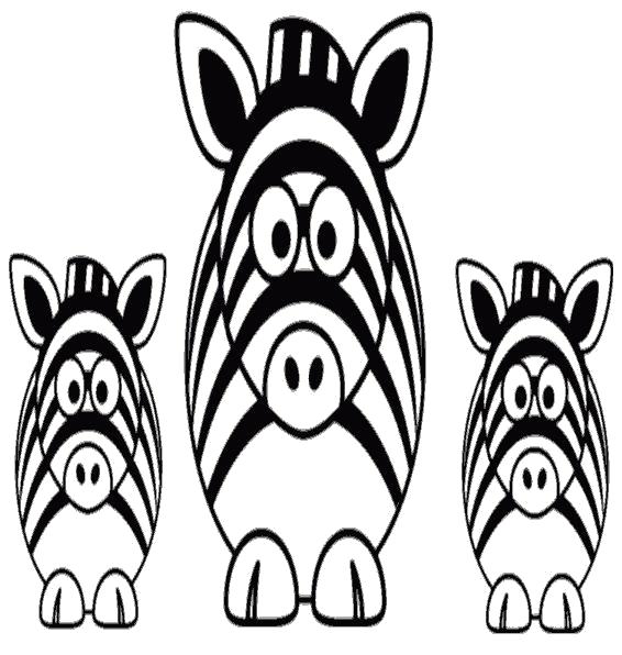 Раскраска Три прикольные зебры.. Дикие животные