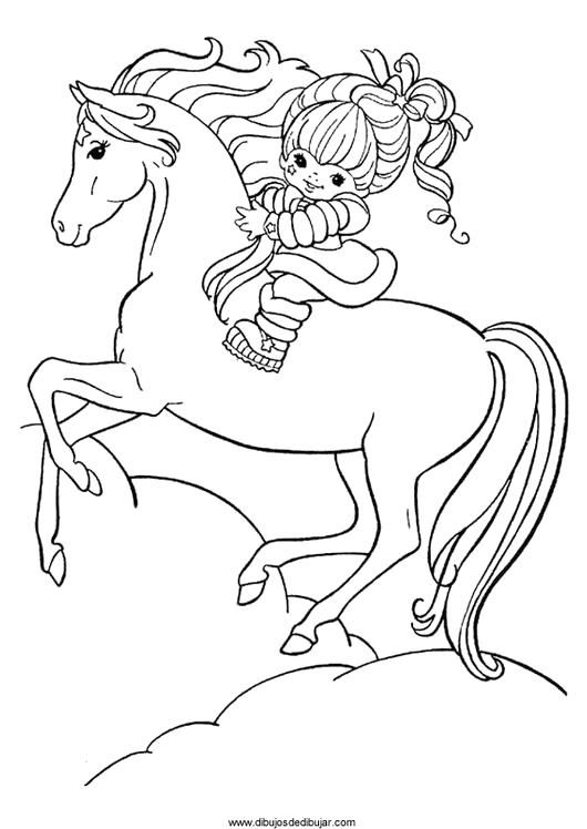 Раскраска  Лошади девочка, лошадка,  для детей. Скачать Лошадка.  Распечатать Лошадка