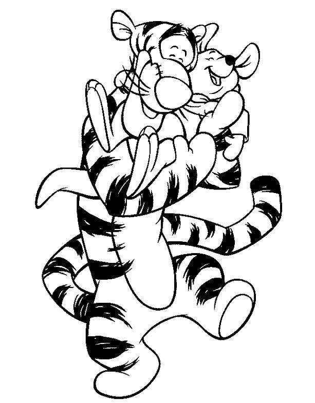 Раскраска Тигр и Пятачок . Герои Диснея