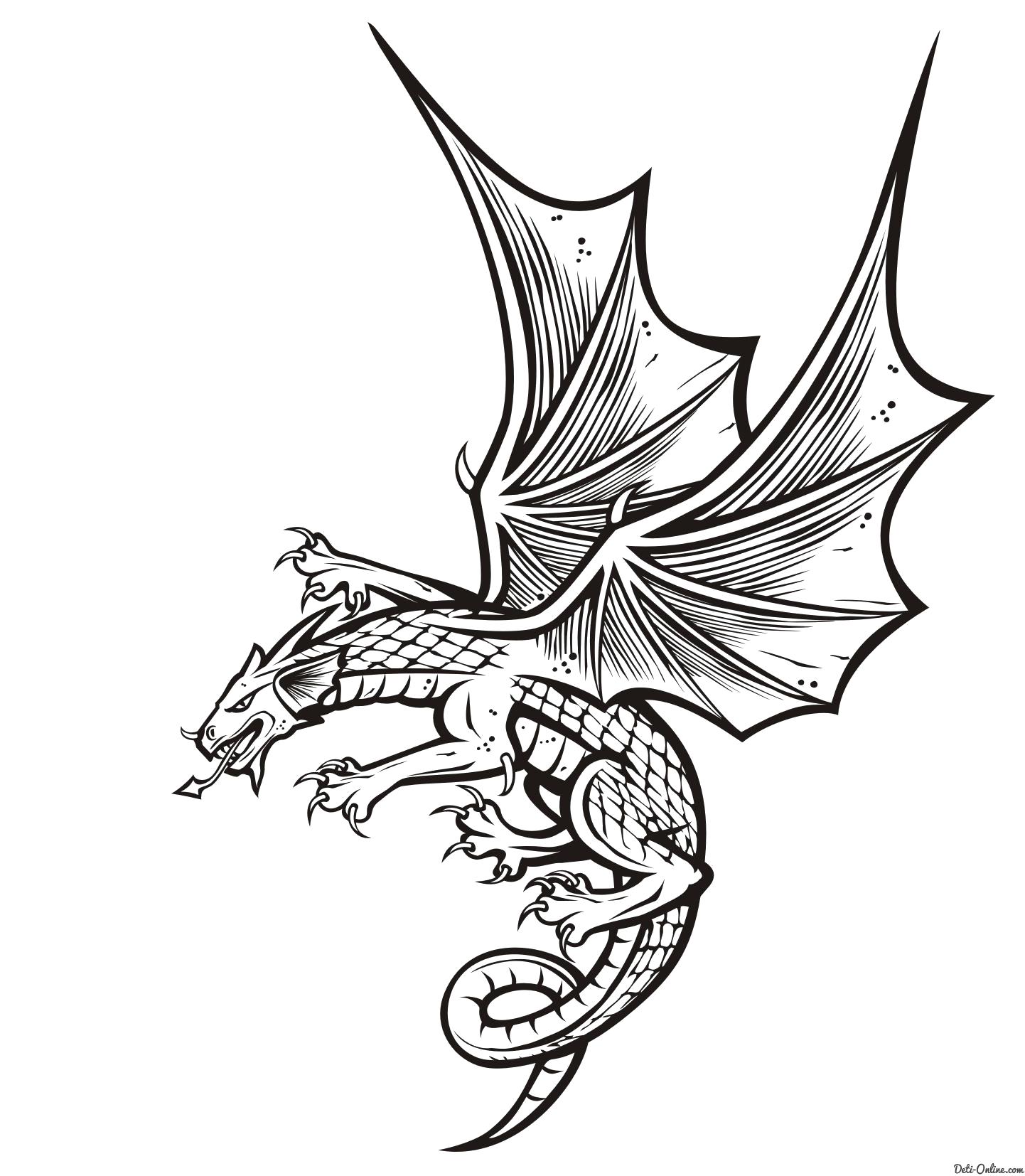 Название: Раскраска Раскраска Злой дракон. Категория: мифические существа. Теги: дракон.