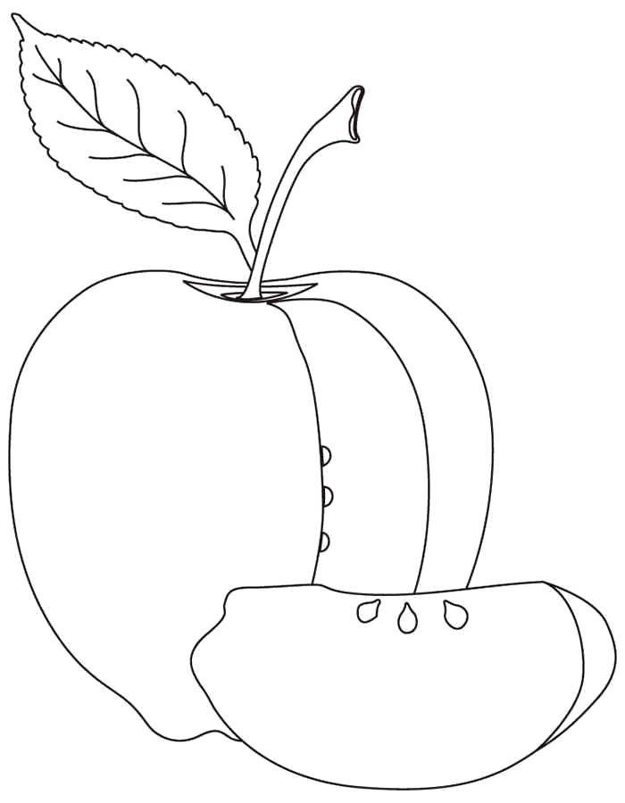 Название: Раскраска Раскраска яблоко, долька яблока. Категория: яблоко. Теги: яблоко.