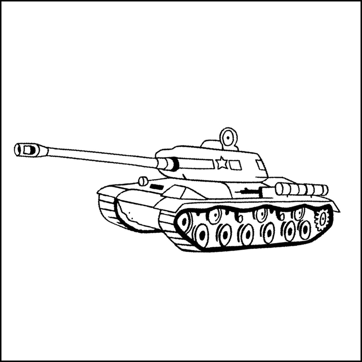 Раскраска Раскраска танк. 23 февраля