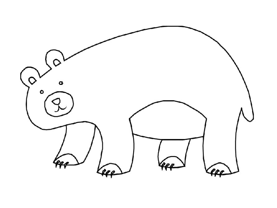 Раскраска Разукрашка Медведь для вырезания. медведь