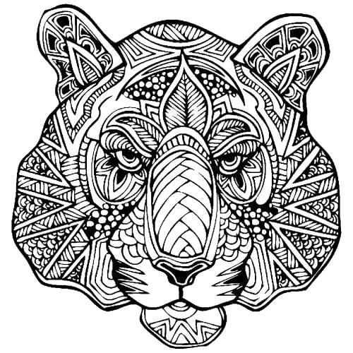 Название: Раскраска Раскраска антистресс голова тигра. Категория: Дикие животные. Теги: Тигр.