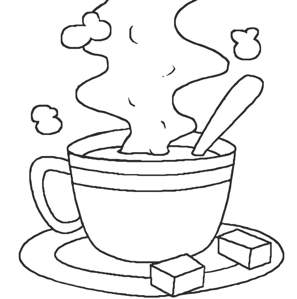 Название: Раскраска Чай с сахаром. Категория: чашка. Теги: чашка.