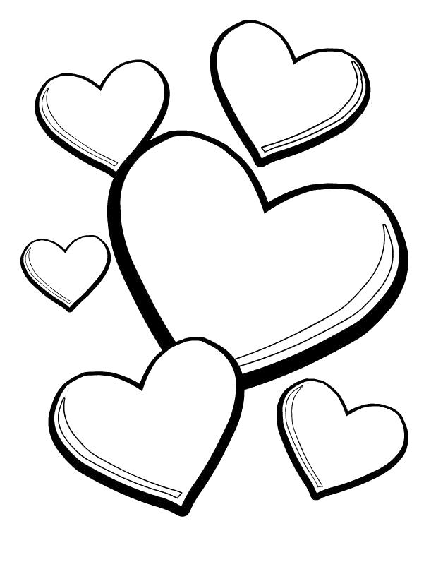 Название: Раскраска 6 сердечек. Категория: День святого валентина. Теги: сердце.