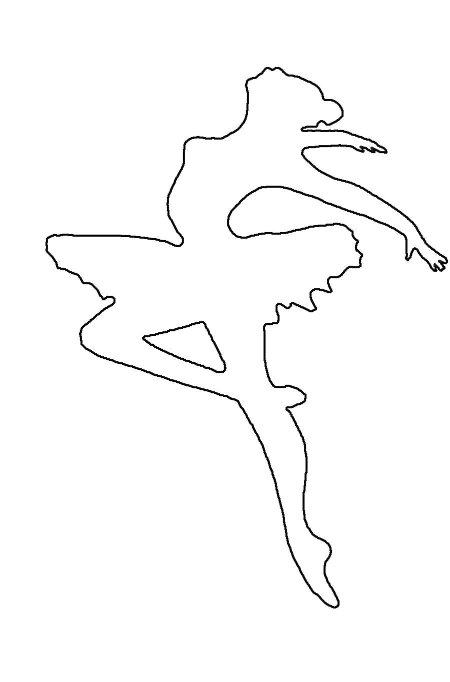 Раскраска  шаблоны балерин балерина шаблон для вырезки из бумаги, для детского творчества. Скачать Шаблон.  Распечатать Шаблон
