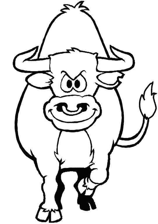 Раскраска Грозный бык. Домашние животные