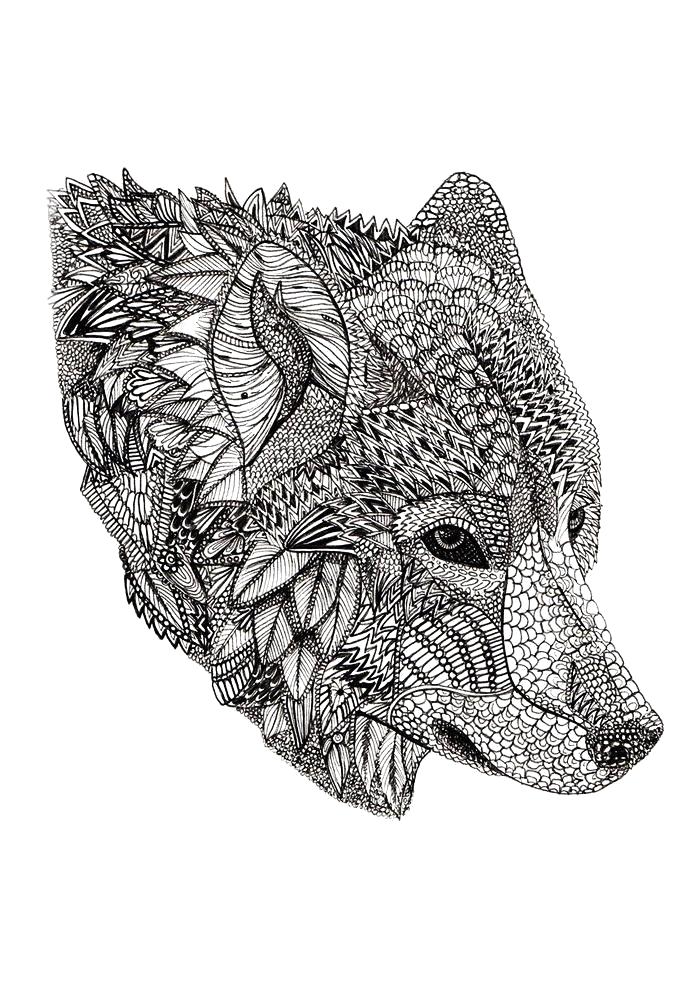 Название: Раскраска Раскраски морды волка антистресс животные распечатать бесплатно формат а4. . Категория: Дикие животные. Теги: волк.