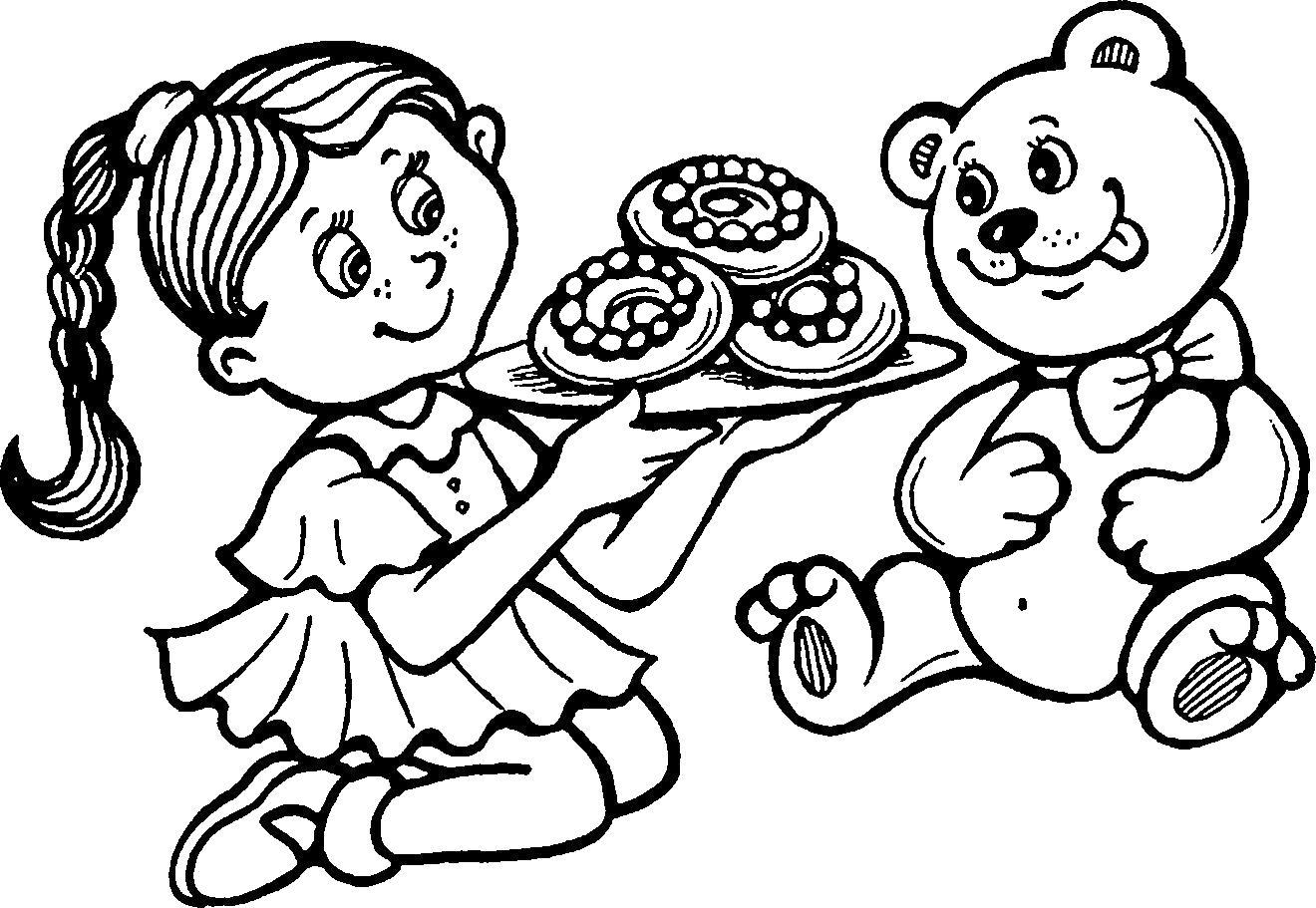 Раскраска Пончики для медвежонка. 