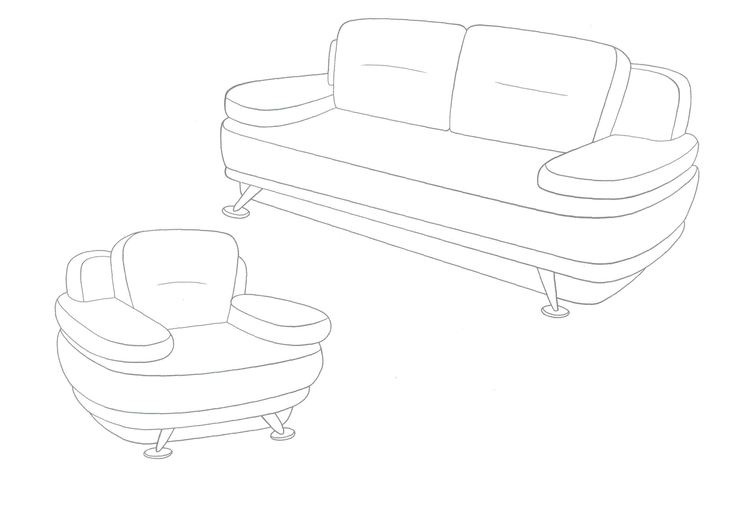 Раскраска Прикрепленное изображение. диван с креслом. Скачать мебель.  Распечатать мебель
