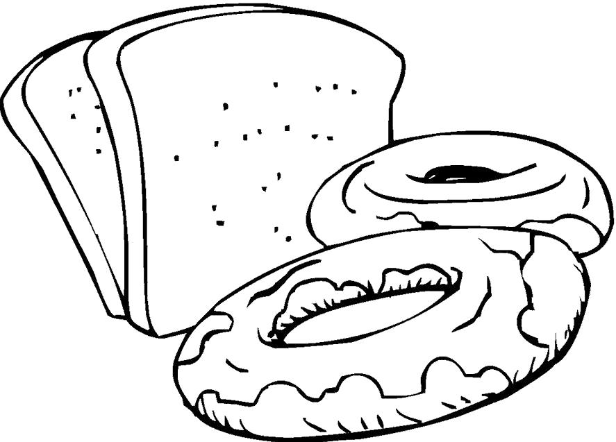 Название: Раскраска Хлеб и пончики. Категория: еда. Теги: хлеб.