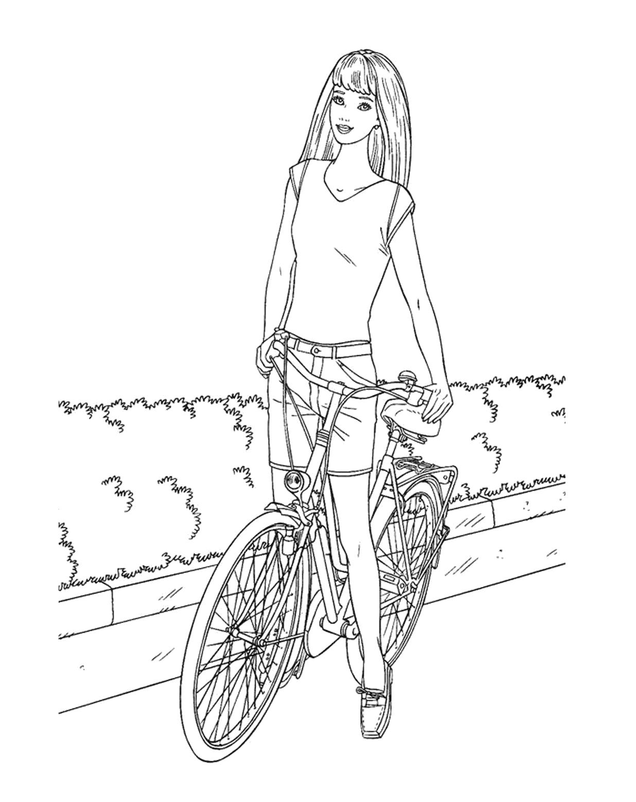 Раскраска Раскраска Барби на велосипеде. барби