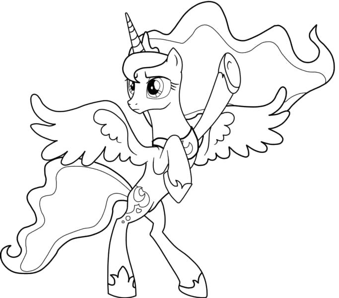 Раскраска  "пони принцесса селестия" скачать и распечатать бесплатно. Скачать пони.  Распечатать пони