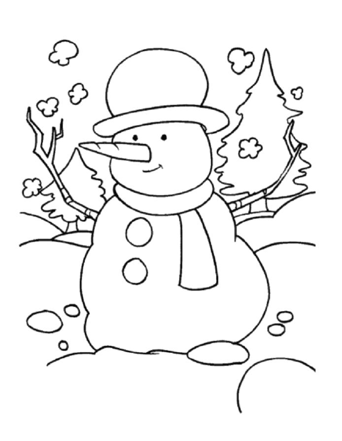 Раскраска Раскрасим снеговика. Зима