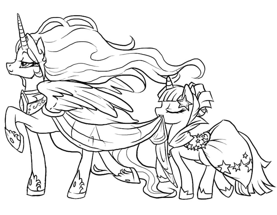 Раскраска принцесса Селестия. Скачать пони.  Распечатать пони