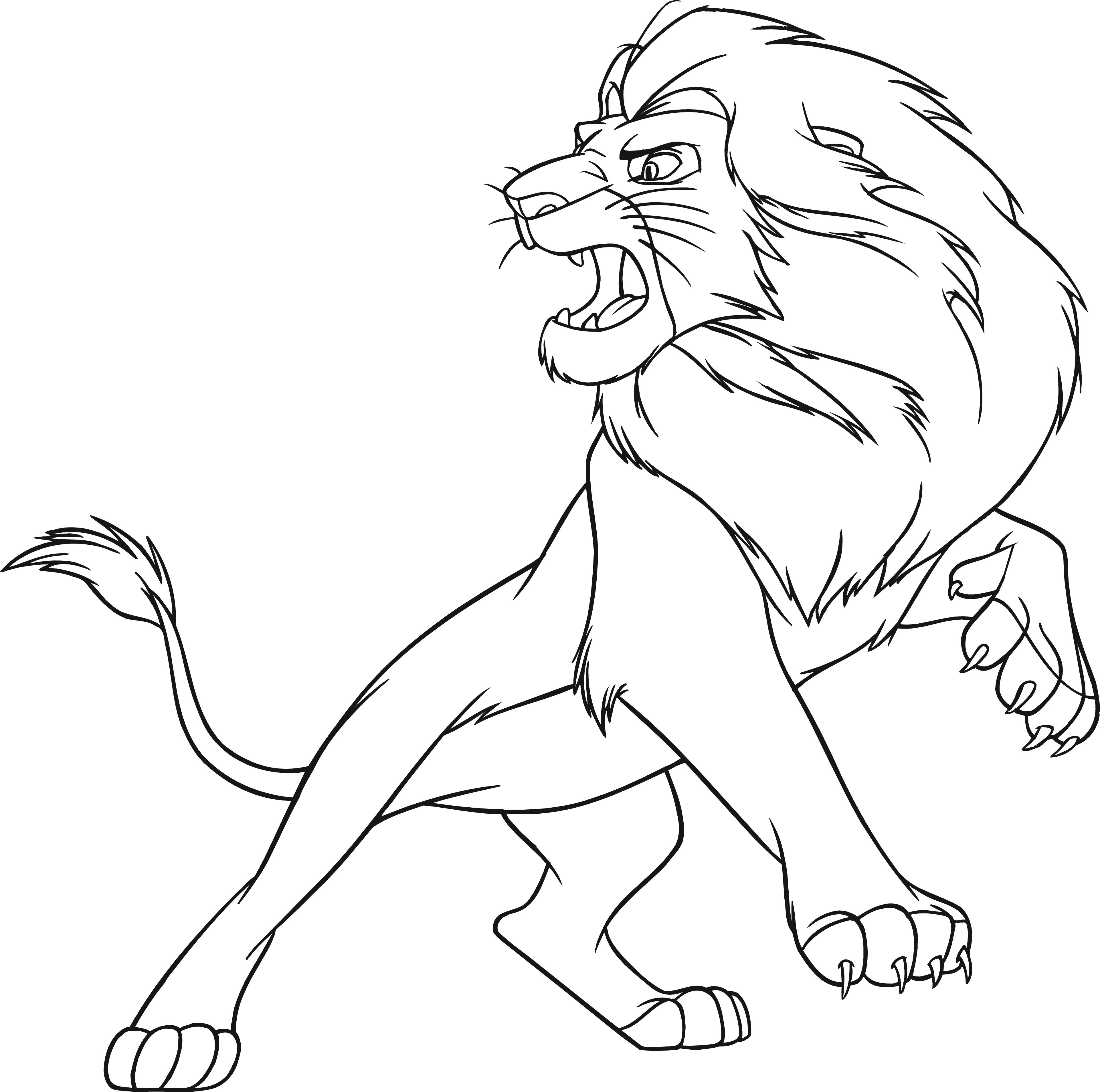 Раскраска Раскраски дикие злой лев, рычит, природа, животные, хищник. Лев
