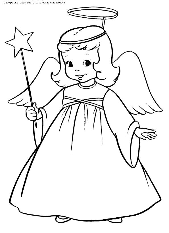 Раскраска  Ангел.  Костюм ангела ,  для детей на новый год, рождество разукраски. Скачать ангел.  Распечатать ангел
