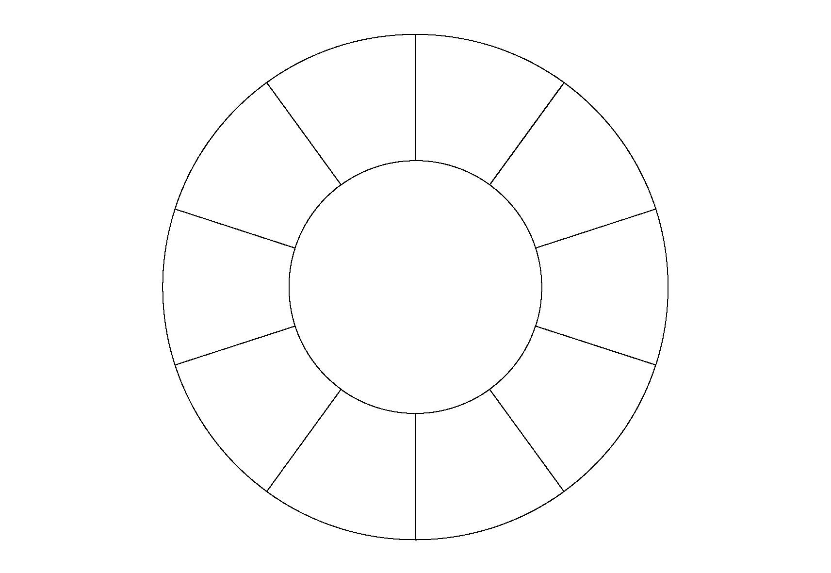 Раскраска Круг с делениями. геометрические фигуры