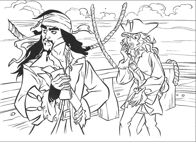 Раскраска пираты на корабле. Пират