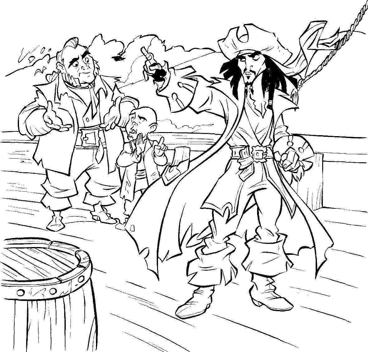 Раскраска Джек на корабле. Скачать Пират.  Распечатать Пират
